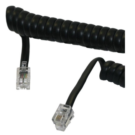 Cable rizado telefonico RJ-9 30 cm reposo y 2,2 mts. extendido